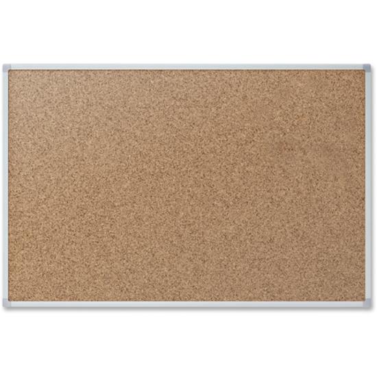 Mead Classic Cork Bulletin Board - 24" Height x 18" Width - Natural Cork Surface - Self-healing - Silver Aluminum Frame - 1 Each. Picture 2
