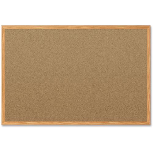Mead Classic Cork Bulletin Board - 36" Height x 24" Width - Natural Cork Surface - Self-healing - Oak Aluminum Frame - 1 Each. Picture 2