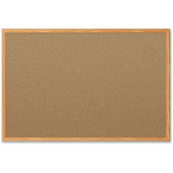 Mead Classic Cork Bulletin Board - 48" Height x 36" Width - Natural Cork Surface - Self-healing - Oak Aluminum Frame - 1 Each. Picture 5