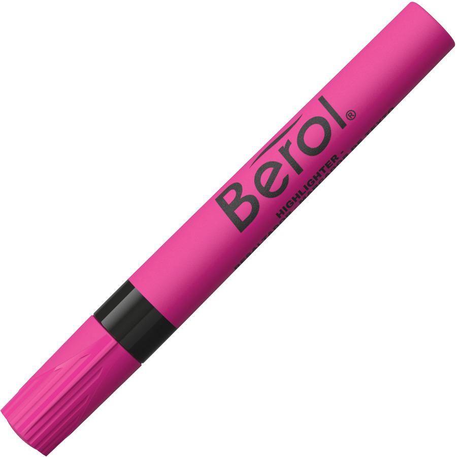 Berol Chisel Tip Water-based Highlighters - Chisel Marker Point Style - Pink Water Based Ink - Pink Barrel - 1 Dozen. Picture 3
