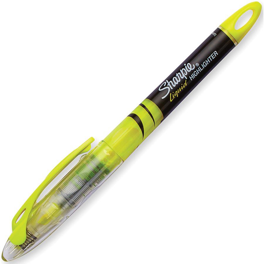 Sharpie Accent Highlighter - Liquid Pen - Micro Marker Point - Chisel Marker Point Style - Yellow Pigment-based Ink - 1 Dozen. Picture 4