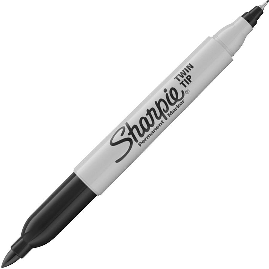 Sharpie Twin Tip Permanent Markers - Fine, Ultra Fine Marker Point - Black Alcohol Based Ink - 4 / Pack. Picture 2