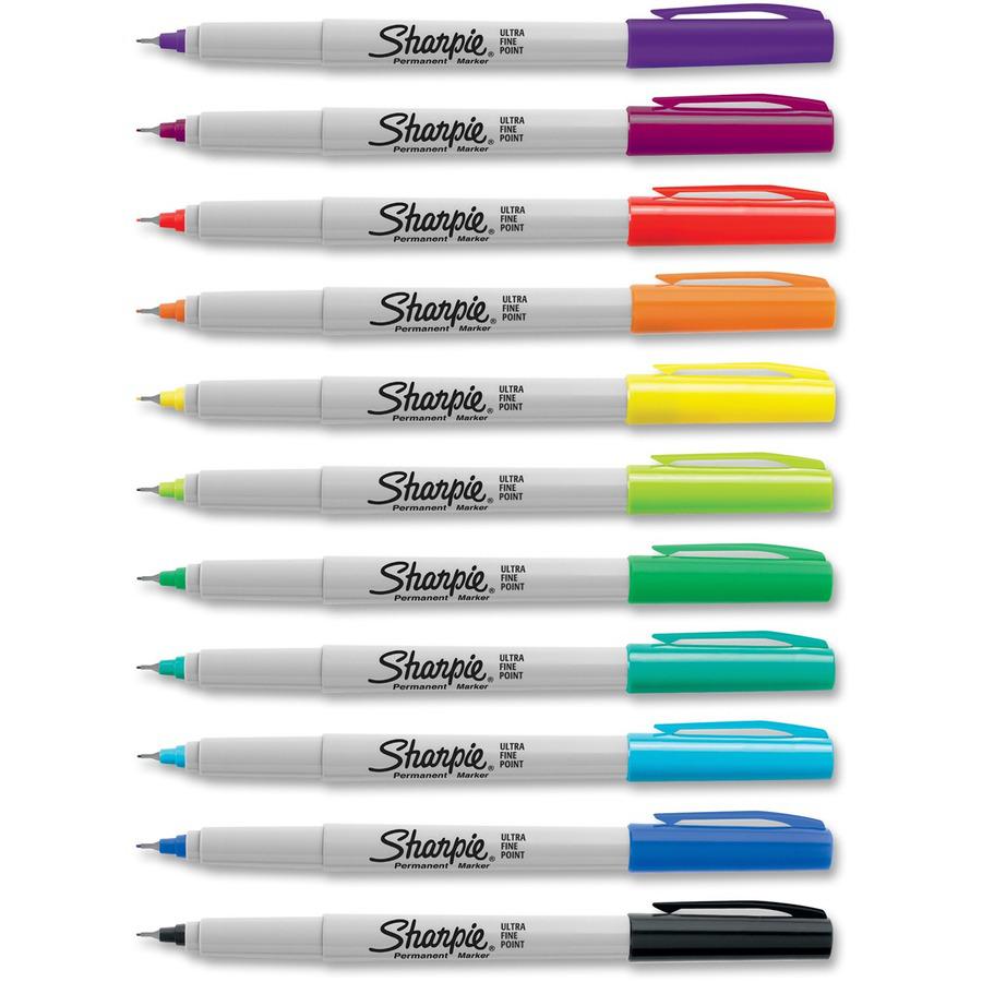 Sharpie Ultra Fine Point Permanent Marker - Ultra Fine Marker Point - Black, Red, Blue, Green, Brown, Orange, Purple, Lime, Yellow, Aqua, Berry, ... - 12 / Pack. Picture 3