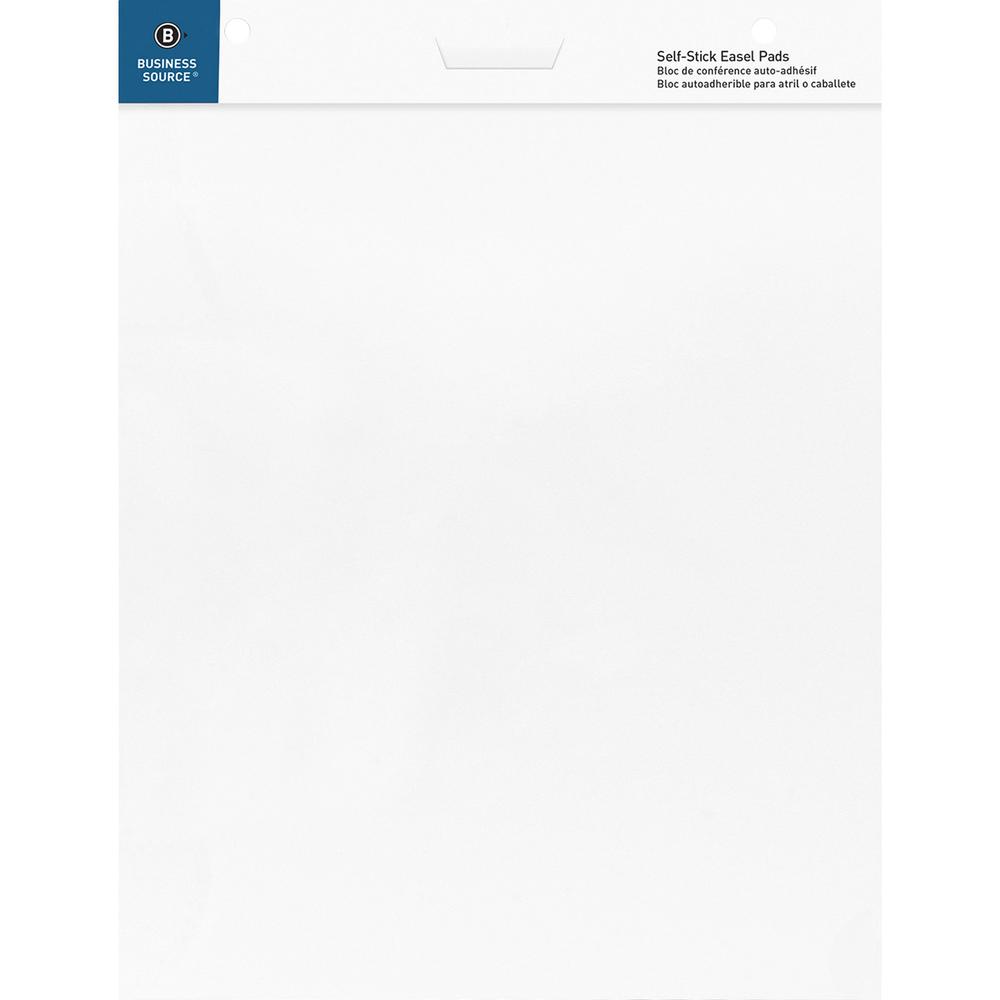 Business Source 25"x30" Self-stick Easel Pads - 30 Sheets - Plain - 25" x 30" - White Paper - Cardboard Cover - Self-stick - 4 / Carton. Picture 3