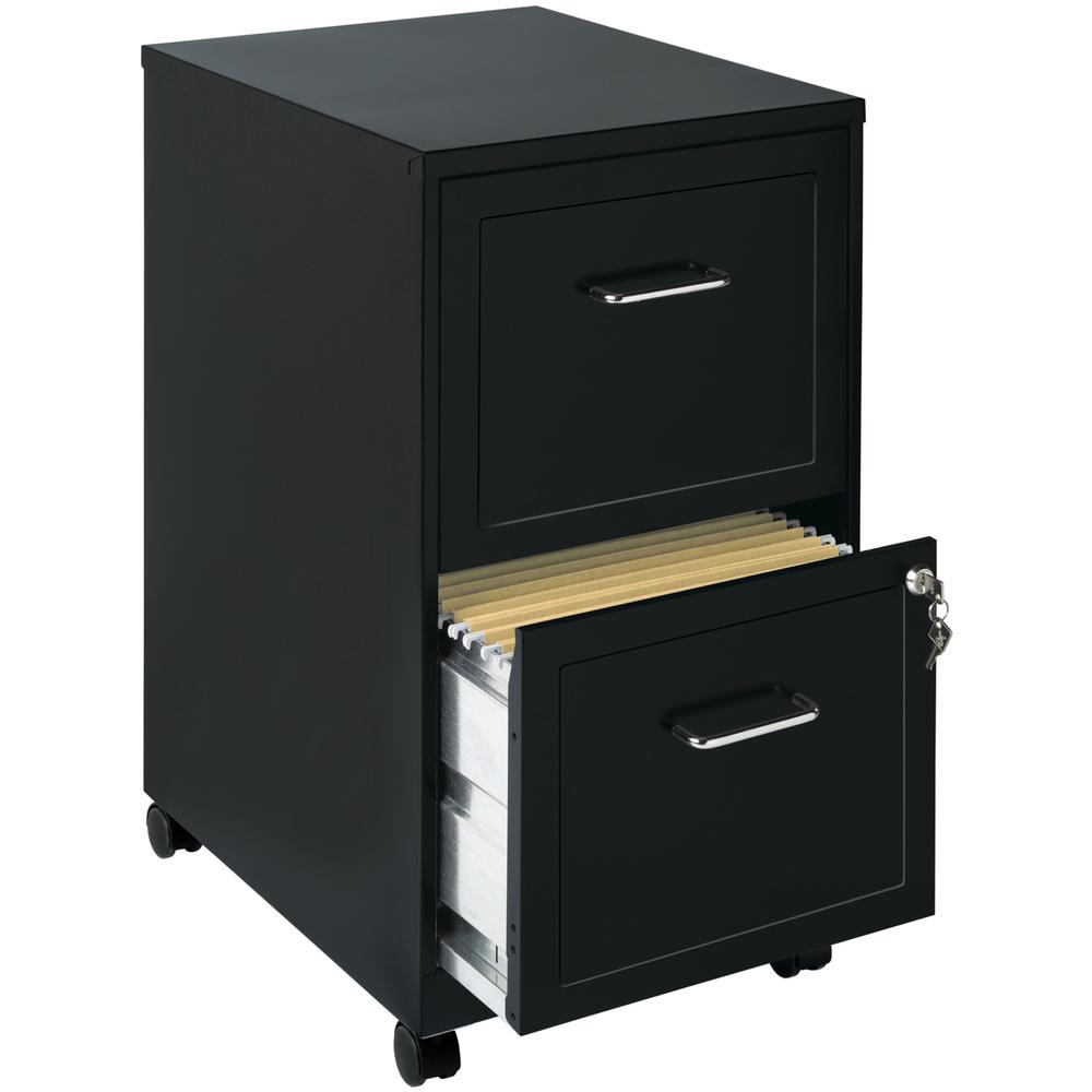Lorell SOHO 18" 2-Drawer Mobile File Cabinet - 14.3" x 18" x 24.5" - 2 x Drawer(s) for File - Locking Drawer, Pull Handle, Casters, Glide Suspension - Black, Chrome - Baked Enamel - Steel - Recycled -. Picture 8