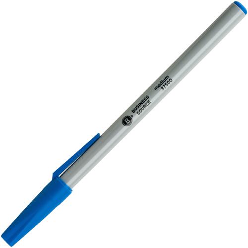 Business Source Bulk Pack Ballpoint Stick Pens - Medium Pen Point - Blue - Tungsten Carbide Tip - 60 / Box. Picture 3