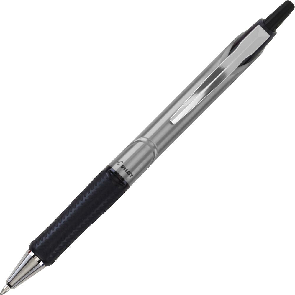 Pilot Acroball Pro Hybrid Ink Ballpoint Pen - Medium Pen Point - 1 mm Pen Point Size - Refillable - Retractable - Black Advanced Ink Ink - Silver Barrel - Tungsten Carbide Tip - 1 Dozen. Picture 4
