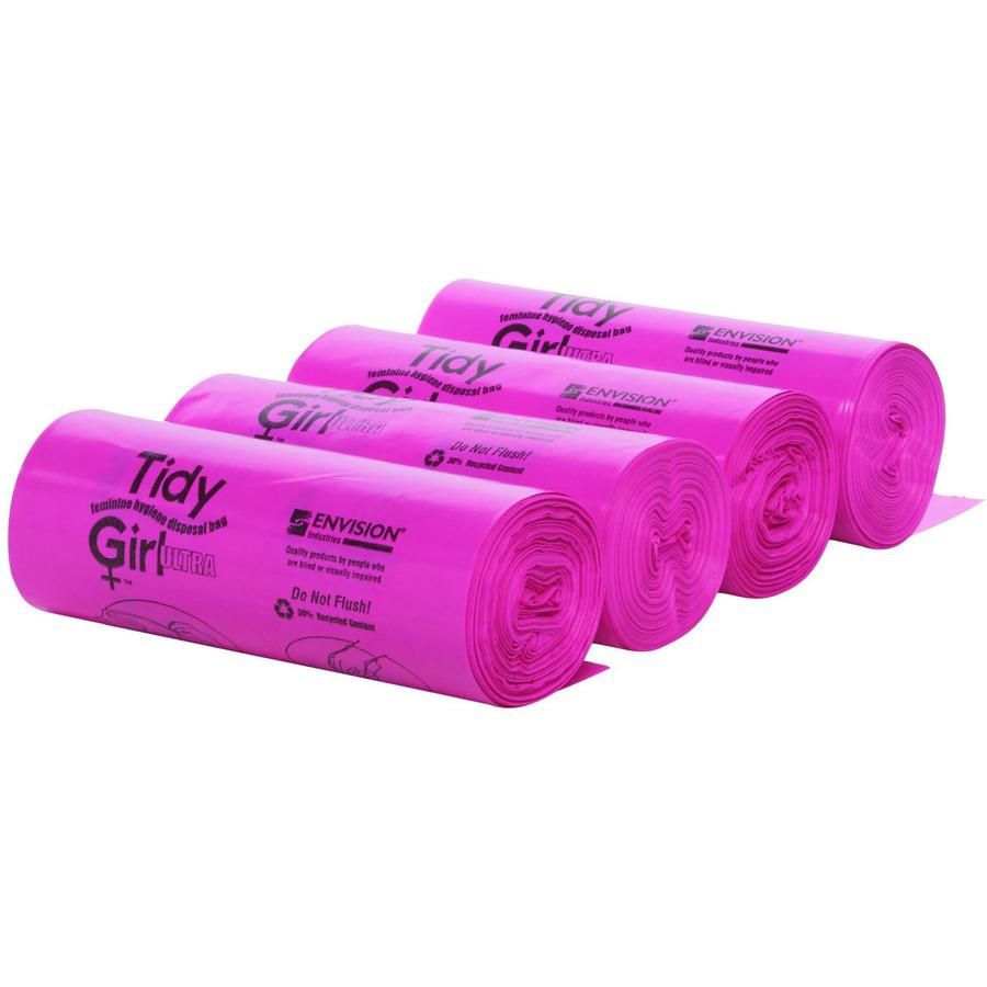 Stout Tidy Girl Feminine Hygiene Disposable Bags - 7.25" Width x 14" Length - 1.20 mil (30 Micron) Thickness - Pink - Plastic - 600/Box - Sanitary - Recycled. Picture 11