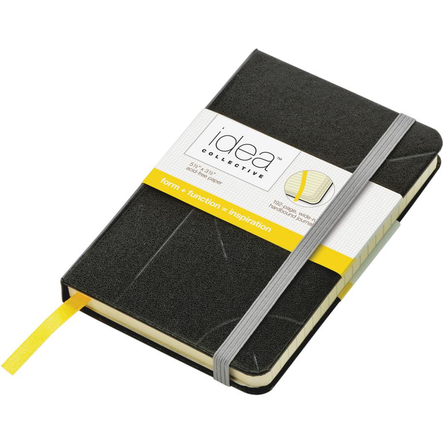 TOPS Idea Collective Mini Hardbound Journal - 96 Sheets - Case Bound - 3 1/2" x 5 1/2" - Cream Paper - Black Cover - Durable Cover, Acid-free, Pocket, Flexible Cover, Bookmark, Elastic Closure, Archiv. Picture 2