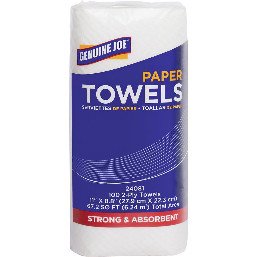 Genuine Joe Kitchen Roll Flexible Size Towels - 2 Ply - 1.63" Core - White - 24 / Carton. Picture 17