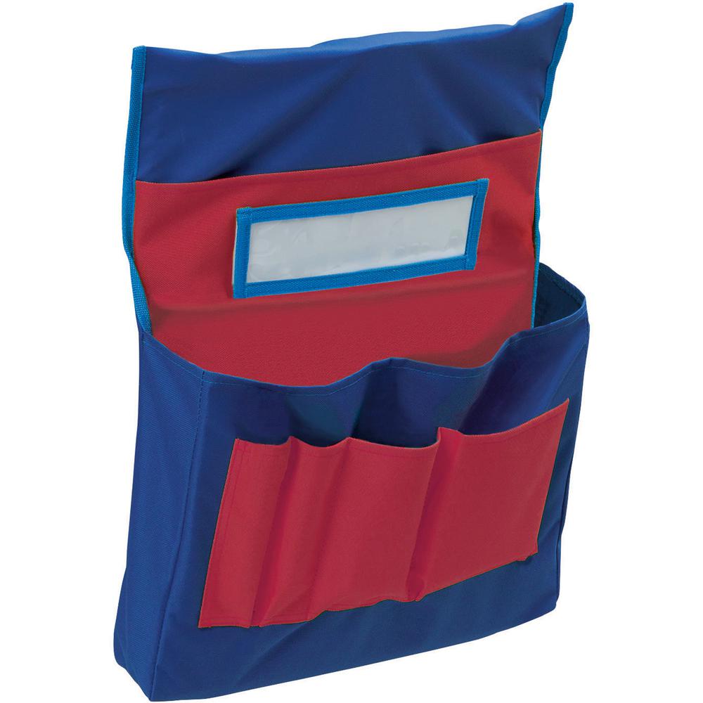Pacon Chair Storage Pocket Chart - 6 Pocket(s) - 2 Large Pockets - 4 Small Pockets - 18.5" Height x 14.5" Width x 2.5" Depth - No - Blue, Red - Polyester - 1Each. Picture 4