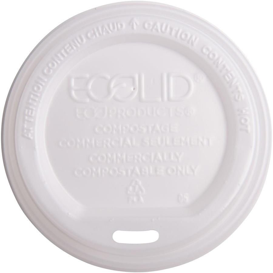 Eco-Products Renewable EcoLid Hot Cup Lids - Polylactic Acid (PLA) - 16 / Carton - White. Picture 11