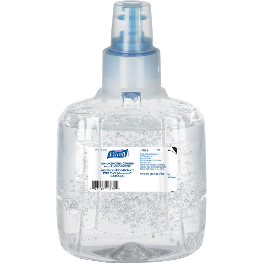 PURELL&reg; Hand Sanitizer Gel Refill - 40.6 fl oz (1200 mL) - Hands-free Dispenser - Kill Germs - Skin, Hand - Clear - Fragrance-free, Dye-free - 2 / Carton. Picture 9