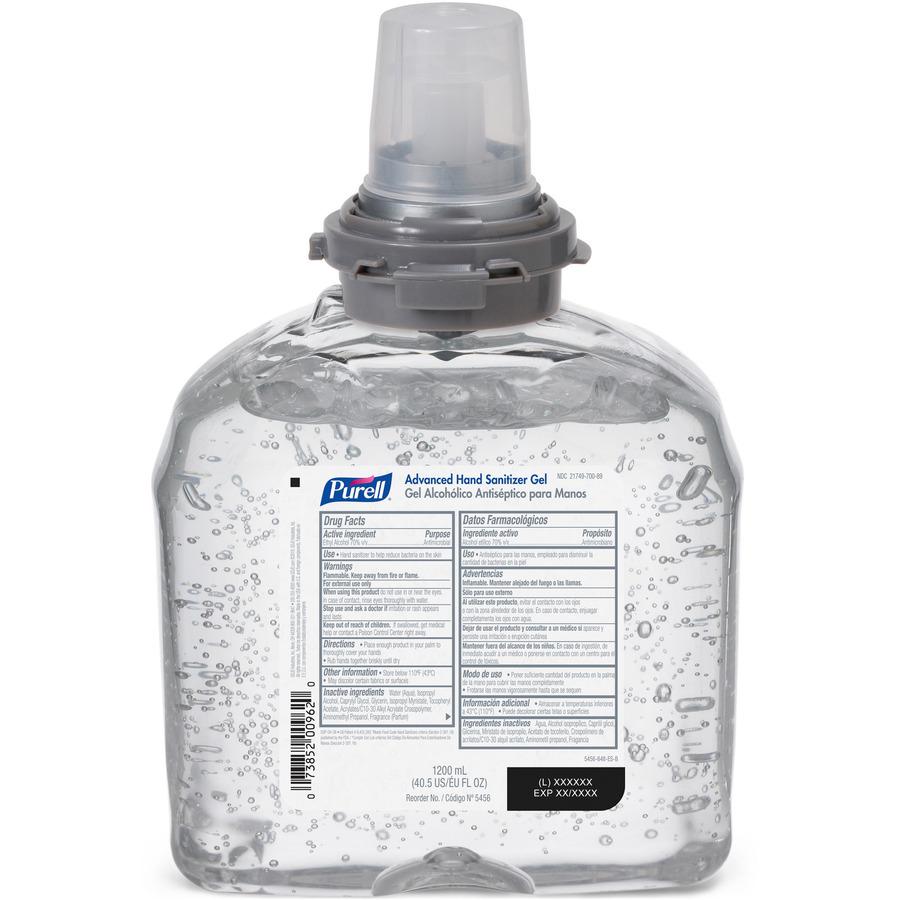 PURELL&reg; Hand Sanitizer Gel Refill - 40.6 fl oz (1200 mL) - Kill Germs - Hand, Skin - Moisturizing - Clear - 4 / Carton. Picture 4
