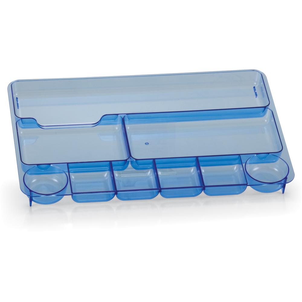 Officemate Blue Glacier Drawer Tray - 9 Compartment(s) - 1.1" Height x 14" Width x 9" DepthDesktop - Transparent Blue - 1 Each. Picture 6