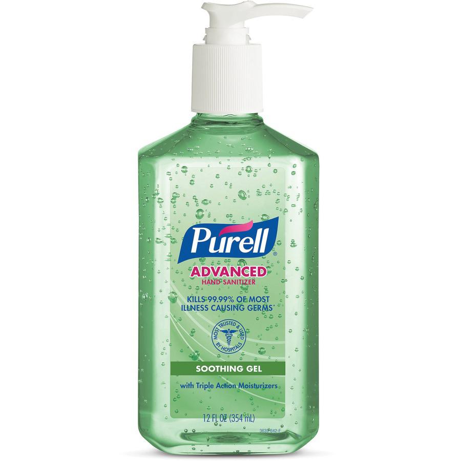 PURELL&reg; Hand Sanitizer Gel - 12 fl oz (354.9 mL) - Pump Bottle Dispenser - Kill Germs - Hand, Skin - Clear - Non-sticky, Residue-free - 12 / Carton. Picture 7