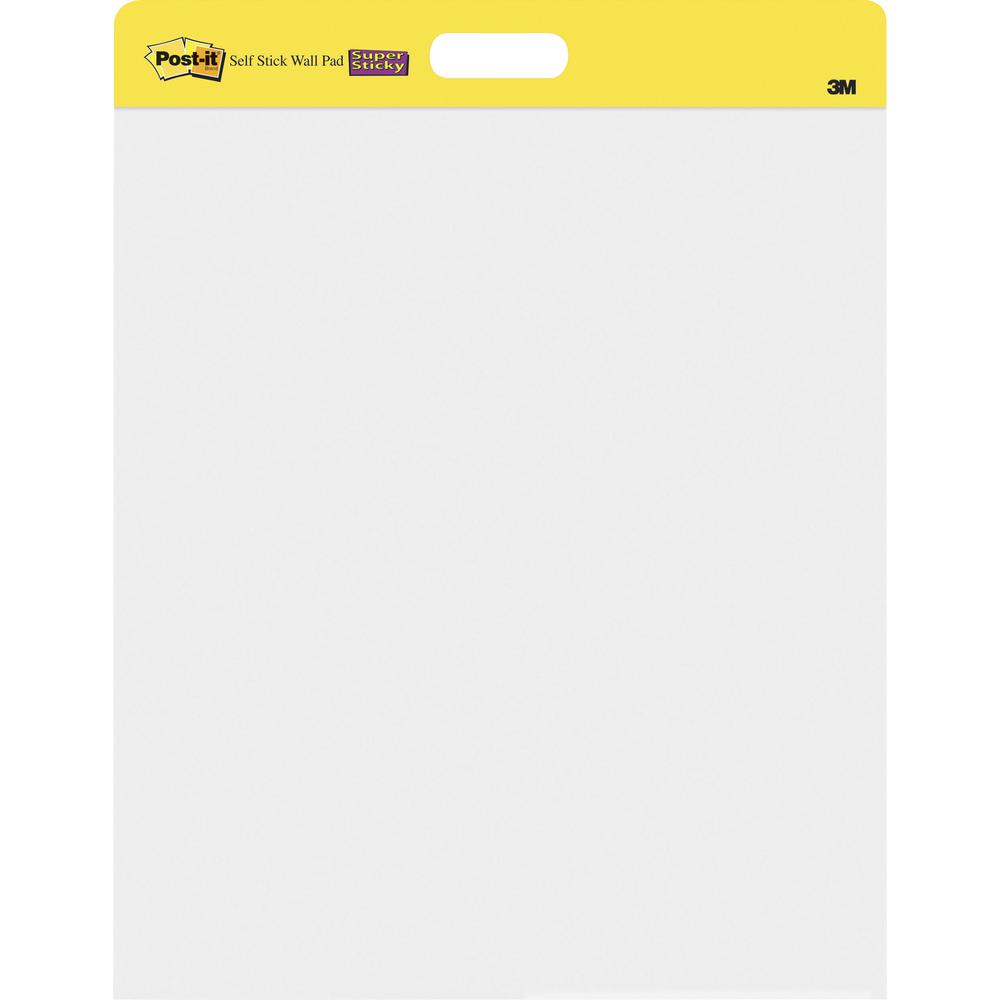 Post-it&reg; Self-Stick Wall Pads - 20 Sheets - Plain - Stapled - 18.50 lb Basis Weight - 20" x 23" - White Paper - Self-adhesive, Repositionable, Bleed Resistant, Cardboard Back - 4 / Carton. Picture 3