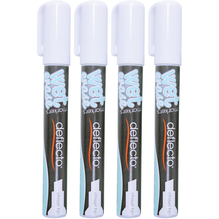 Deflecto Wet Erase Markers - Fine, Bold Marker Point - Chisel Marker Point Style - White - 4 / Pack. Picture 4