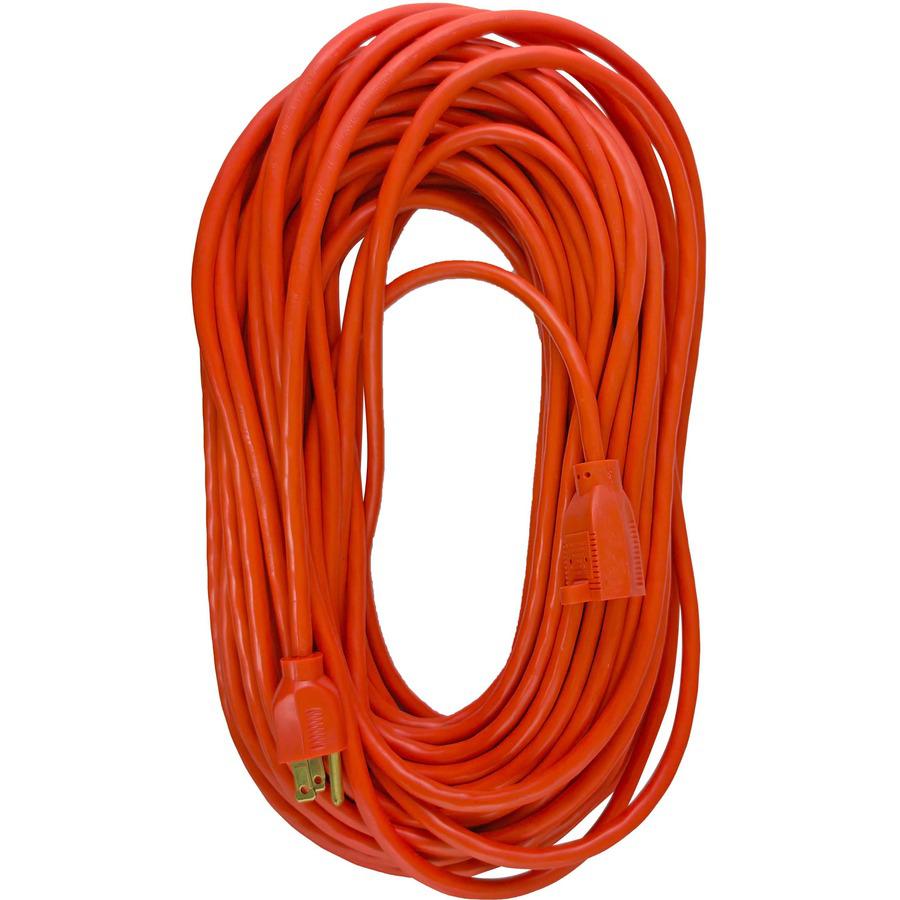 Compucessory Heavy-duty Indoor/Outdoor Extension Cord - 16 Gauge - 125 V AC / 13 A - Orange - 100 ft Cord Length - 1. Picture 7