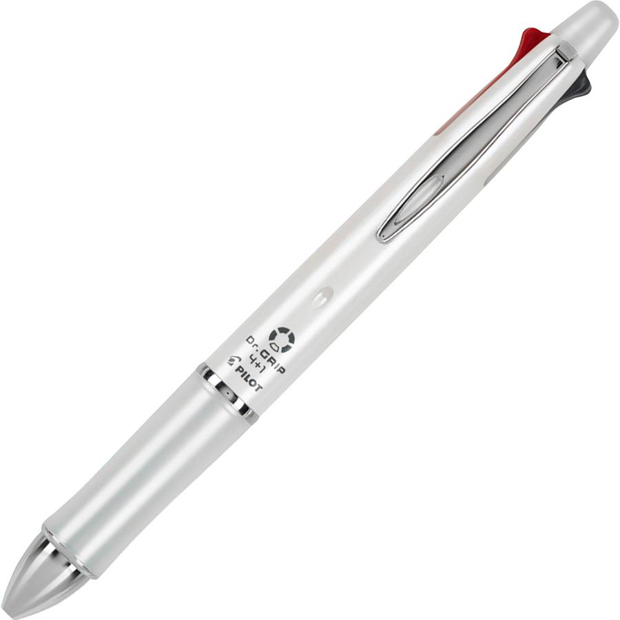 Pilot Dr. Grip Multi 4Plus1 Retractable Pen/Pencil - Fine Pen Point - 0.7 mm Pen Point Size - 2HB Pencil Grade - 0.5 mm Lead Size - Refillable - Black, Blue, Red, Green Ink - White Barrel - 1 / Pack. Picture 3