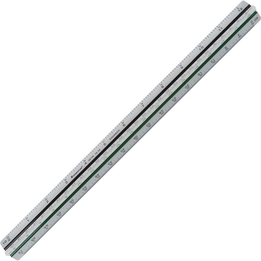 Staedtler Mars Professional Engineering Triangular Scale - 12" Length - Aluminum - 1 Each - Silver. Picture 3