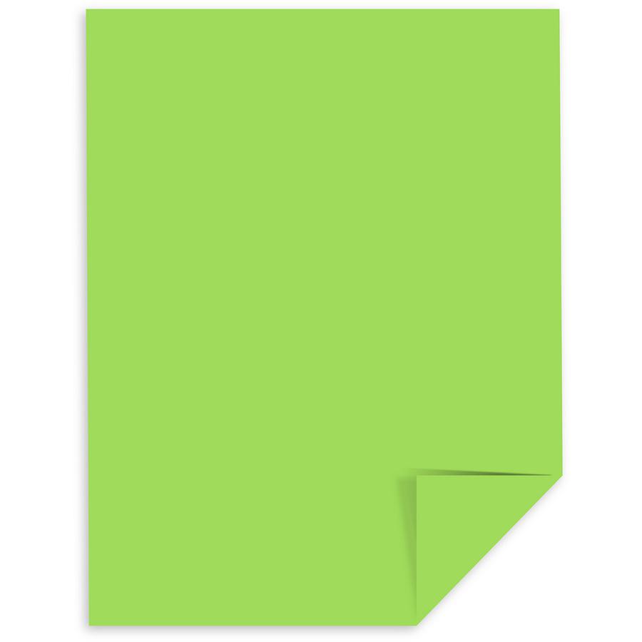 Astrobrights Color Paper - Lime Green - Letter - 8 1/2" x 11" - 24 lb Basis Weight - Smooth - 500 / Ream - Green Seal - Heavyweight, Acid-free, Lignin-free, Fade Resistant - Martian Green (Lime Green). Picture 2