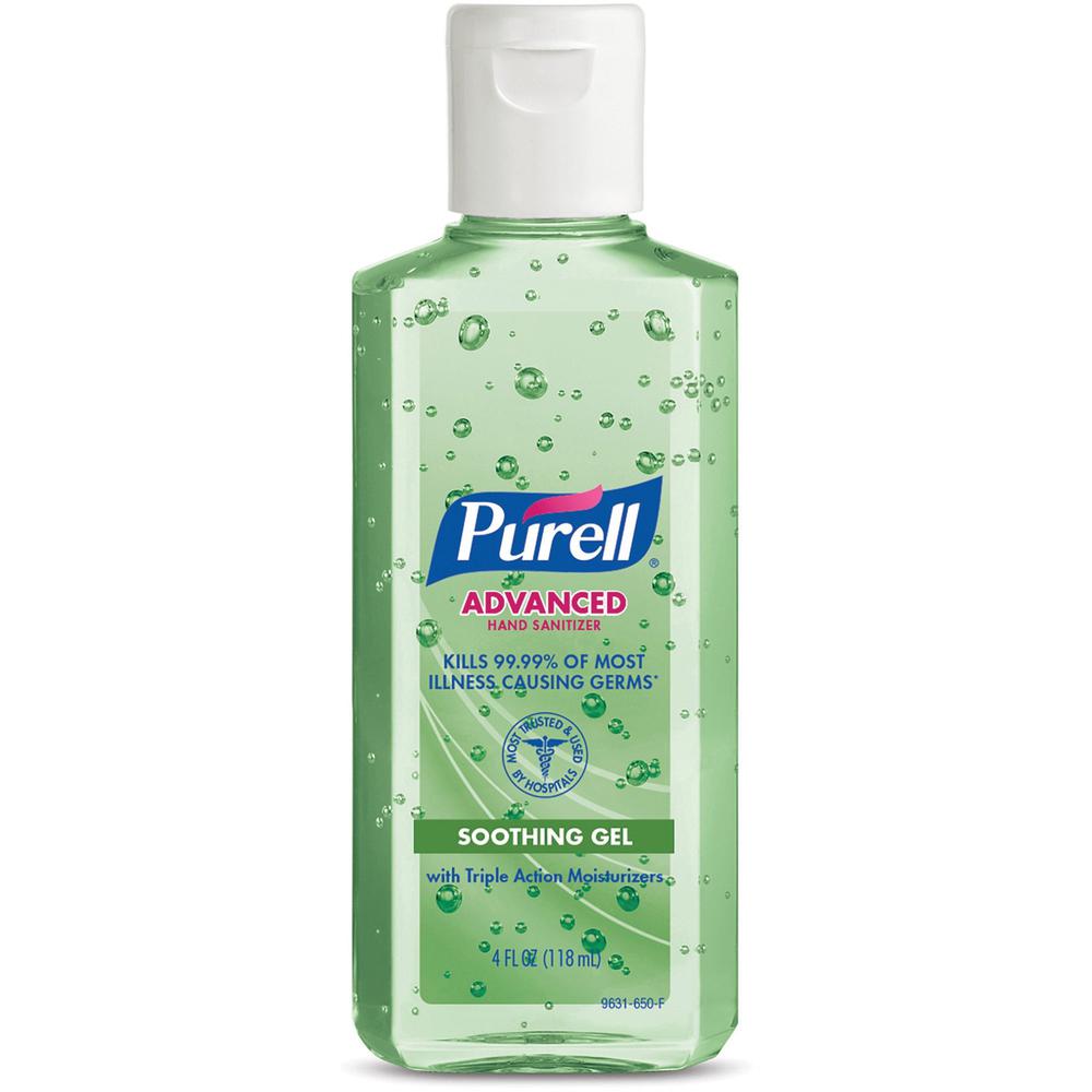 PURELL&reg; Hand Sanitizer Gel - Floral Scent - 4 fl oz (118.3 mL) - Squeeze Bottle Dispenser - Kill Germs - Hand - Moisturizing - Green - Non-sticky, Residue-free, Moisturizing - 24 / Carton. Picture 5