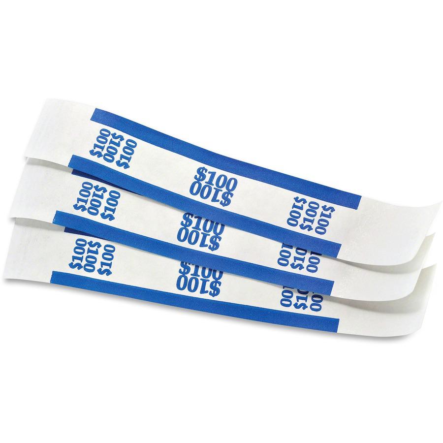 PAP-R Currency Straps - 1.25" Width - Total $100 in $1 Denomination - Self-sealing, Self-adhesive, Durable - 20 lb Basis Weight - Kraft - White, Blue - 1000 / Pack. Picture 6