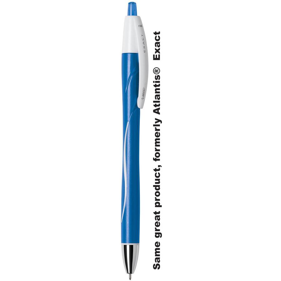 BIC Glide Exact Retractable Ballpoint - Fine Pen Point - Retractable - Blue - Blue, White Barrel - 1 Dozen. Picture 3