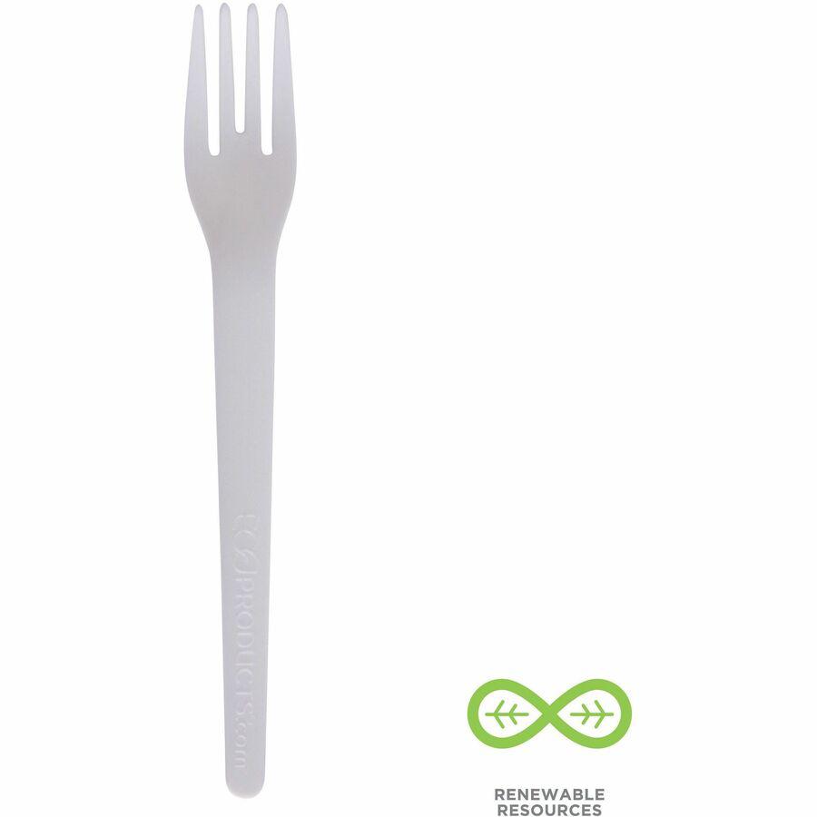 Eco-Products 6" Plantware High-heat Forks - 1 Piece(s) - 20/Carton - Fork - 1 x Fork - Disposable - Pearl White. Picture 17