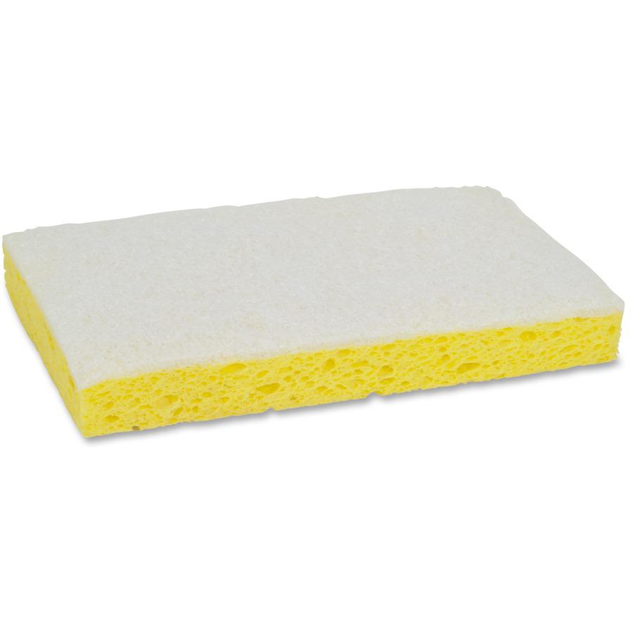 Scotch-Brite Light-duty Scrub Sponge - 0.7" Height x 6.1" Width x 3.6" Length - 20/Carton - Yellow, White. Picture 3