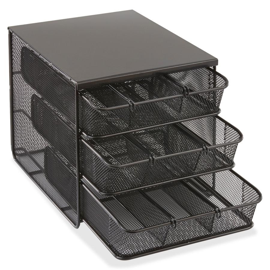 Safco Onyx Hospitality Organizer - 3 Drawer(s) - 3 Divider(s) - 3 Tier(s) - 8.3" Height x 11.5" Width x 8.3" Depth - Removable Divider, Sturdy - Black - Steel - 1 / Each. Picture 2