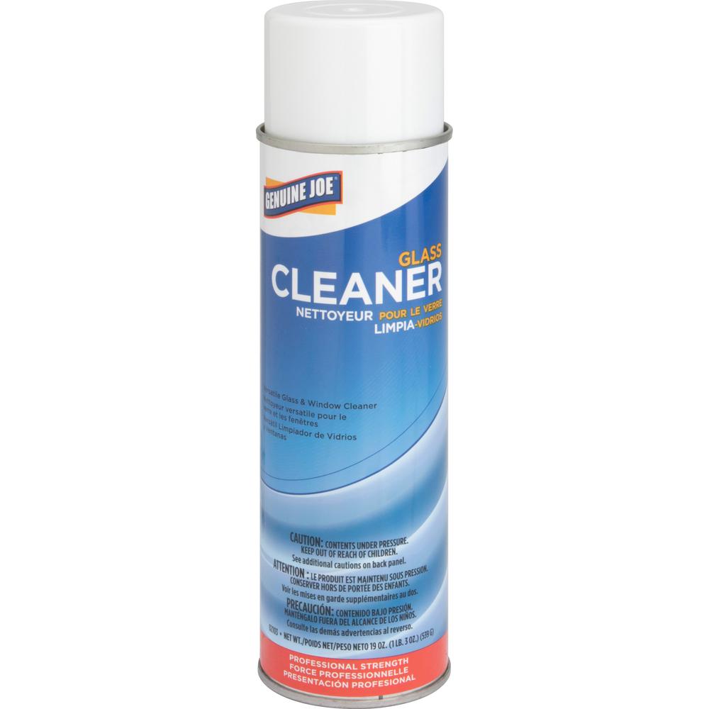Genuine Joe Glass Cleaner Aerosol - For Multi Surface - Ready-To-Use - 19 oz (1.19 lb) - 12 / Carton - Non-streaking - White. Picture 6