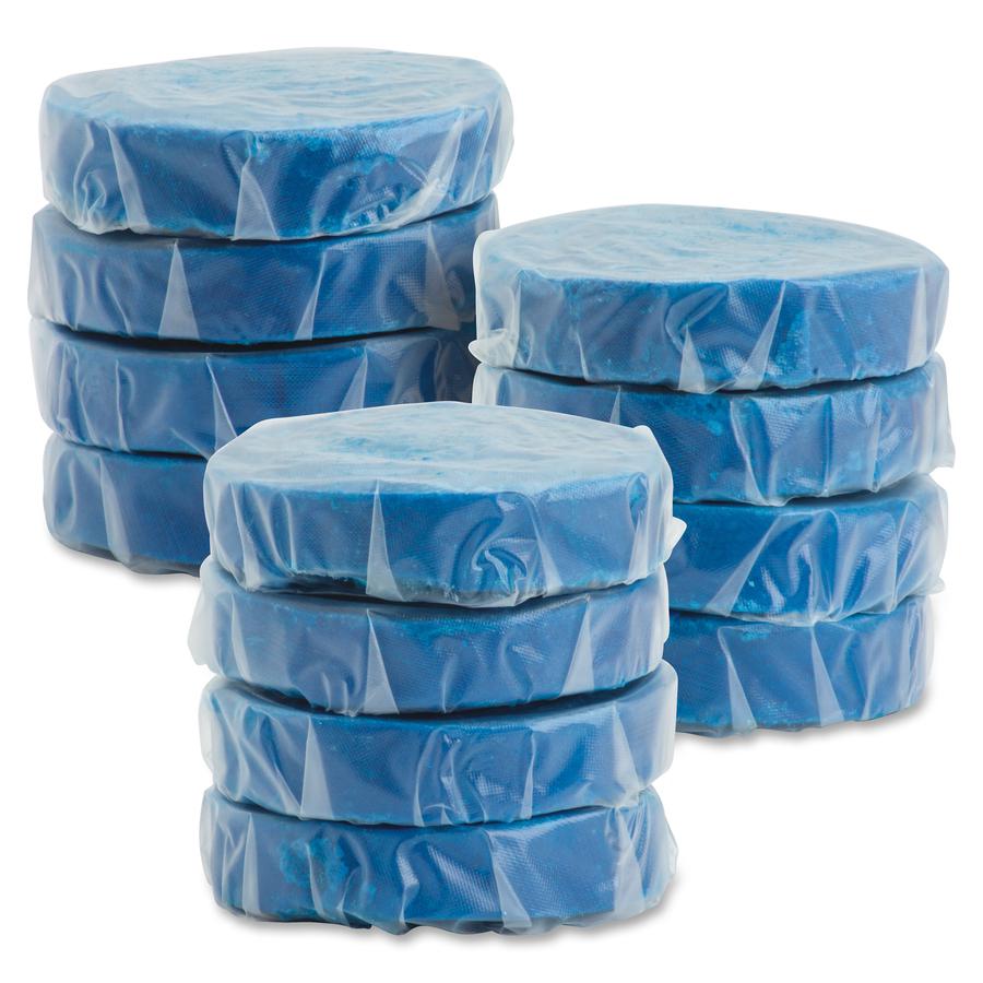 Genuine Joe Non-para Toss Blocks - Non-para Deodorizer, Water Soluble, Acid-free, Biodegradeable - 144 / Carton - Blue. Picture 5