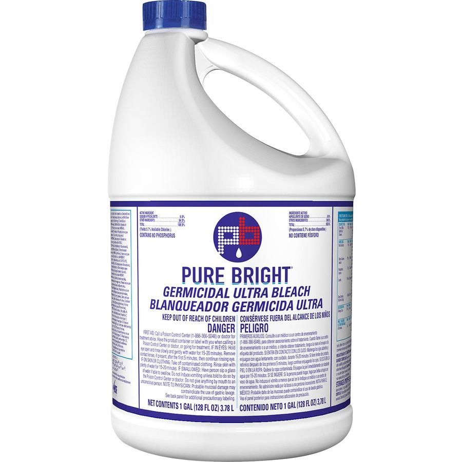 KIK Custom Pure Bright Germicidal Ultra Bleach - For Multipurpose - Concentrate - 128 fl oz (4 quart) - 6 / Carton - White. Picture 4