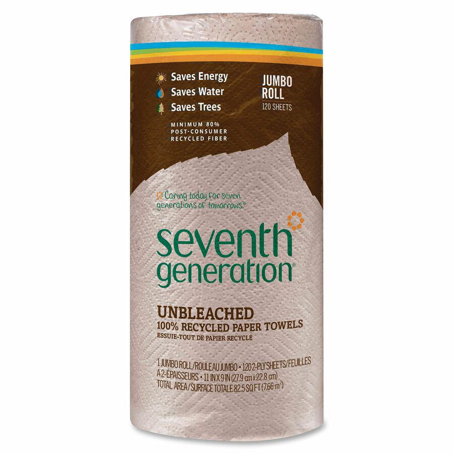 Seventh Generation 100% Recycled Paper Towels - 2 Ply - 11" x 9" - 120 Sheets/Roll - Brown - Paper - 30 / Carton. Picture 6