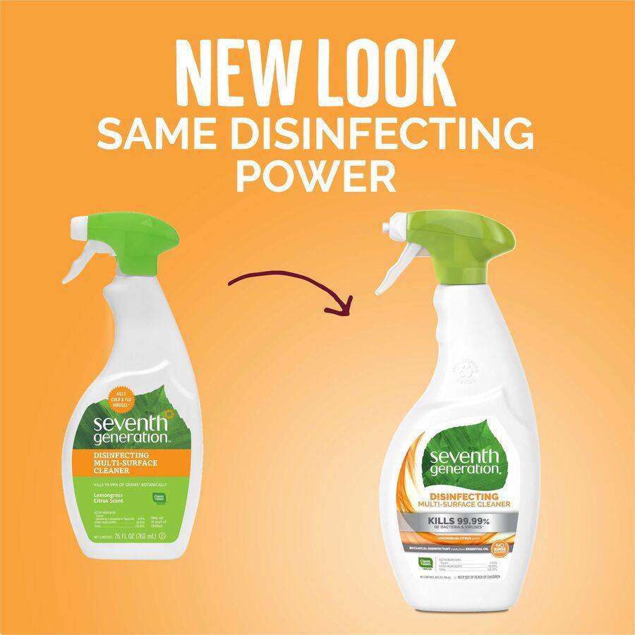 Seventh Generation Disinfecting Multi-Surface Cleaner - For Multi Surface, Multipurpose - 26 fl oz (0.8 quart) - Lemongrass Citrus Scent - 8 / Carton - Disinfectant, Streak-free, Rinse-free. Picture 6