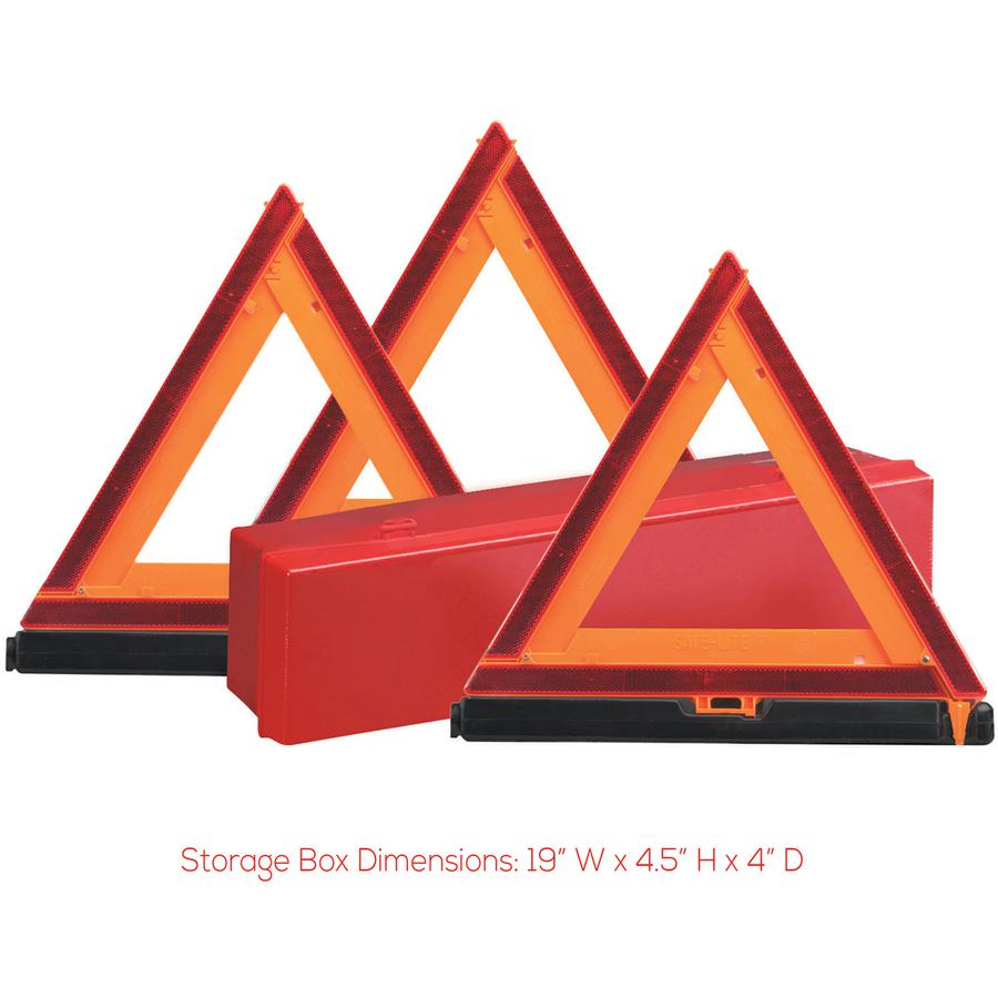 Deflecto Early Warning Triangle Kit - 1 Each - Triangle Shape - Fluorescent, Non-flammable - Orange, Red. Picture 2