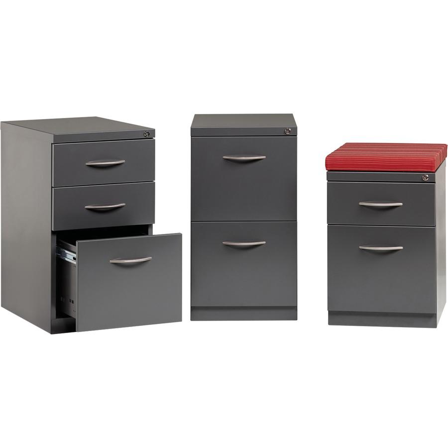 Lorell Premium Box/Box/File Mobile File Cabinet with Arch Pull - 15" x 22.9" x 27.8" - 3 x Drawer(s) for Box, File - Letter - Ball-bearing Suspension, Drawer Extension, Durable, Pencil Tray - Charcoal. Picture 10