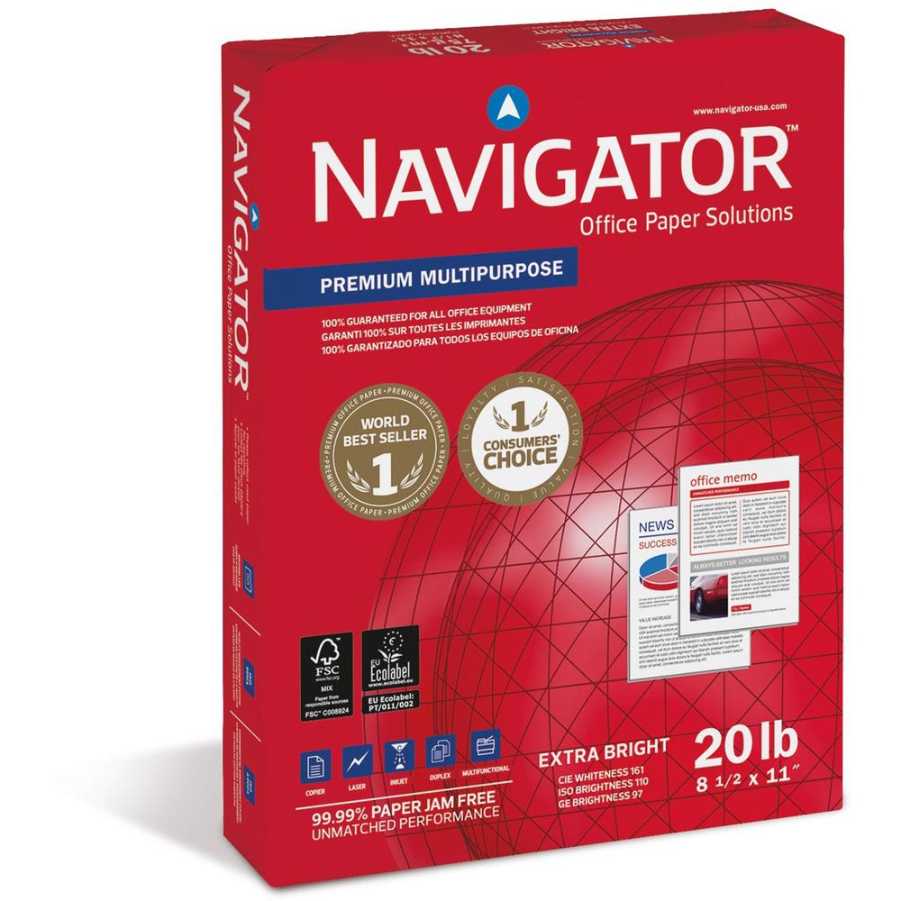 Navigator Laser, Inkjet Copy & Multipurpose Paper - White - 97 Brightness - Letter - 8 1/2" x 11" - 20 lb Basis Weight - 200000 / Pallet. Picture 2