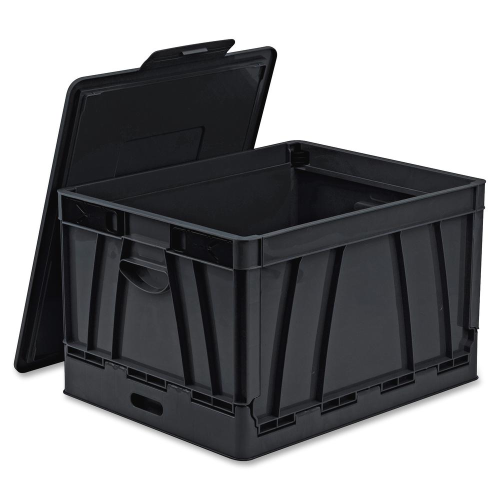 Storex Collapsible Storage Crate - External Dimensions: 14.3" Width x 17.3" Depth x 10.5"Height - 45 lb - 9.25 gal - Media Size Supported: Letter, Legal - Lid Lock Closure - Heavy Duty - Stackable - P. Picture 7