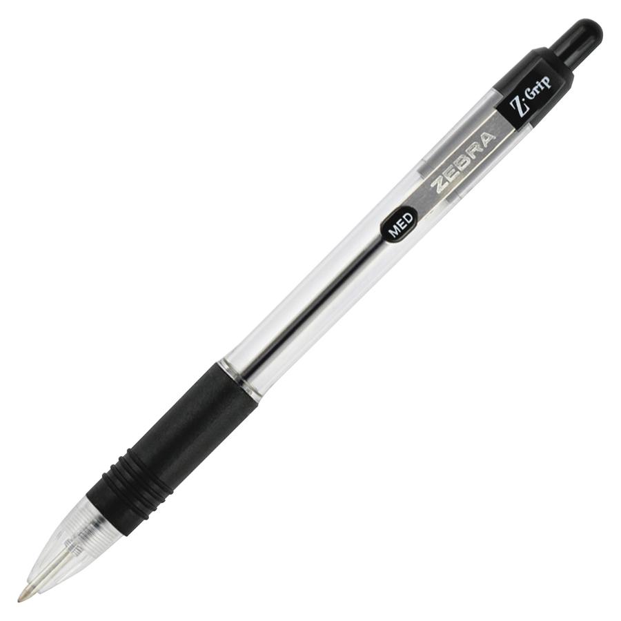 Zebra Z-Grip Retractable Ballpoint Pens - Medium Pen Point - 1 mm Pen Point Size - Retractable - Black - 18 / Pack. Picture 2
