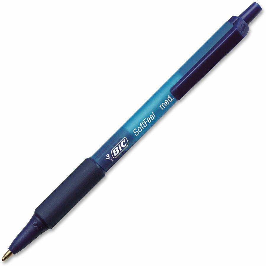 BIC SoftFeel Retractable Ball Pens - Medium Pen Point - 1 mm Pen Point Size - Retractable - Blue - Blue Barrel - 36 / Box. Picture 6
