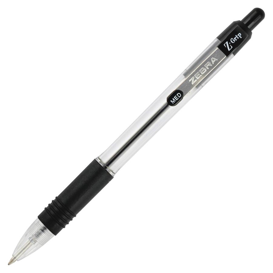 Zebra Pen Z-Grip Retractable Ballpoint Pens - Medium Pen Point - 1 mm Pen Point Size - Retractable - Assorted - Clear Plastic Barrel - 48 / Pack. Picture 3