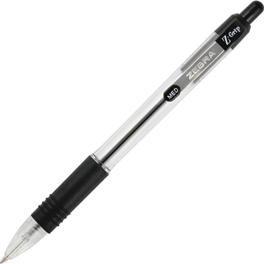 Zebra Z-Grip Retractable Ballpoint Pens - Medium Pen Point - 1 mm Pen Point Size - Retractable - Black - Clear Plastic Barrel - 48 / Pack. Picture 4