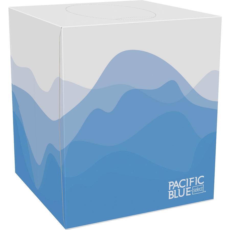 Pacific Blue Select Facial Tissue by GP Pro - Cube Box - 2 Ply - 7.65" x 8.85" - White - 100 Per Box - 36 / Carton. Picture 8