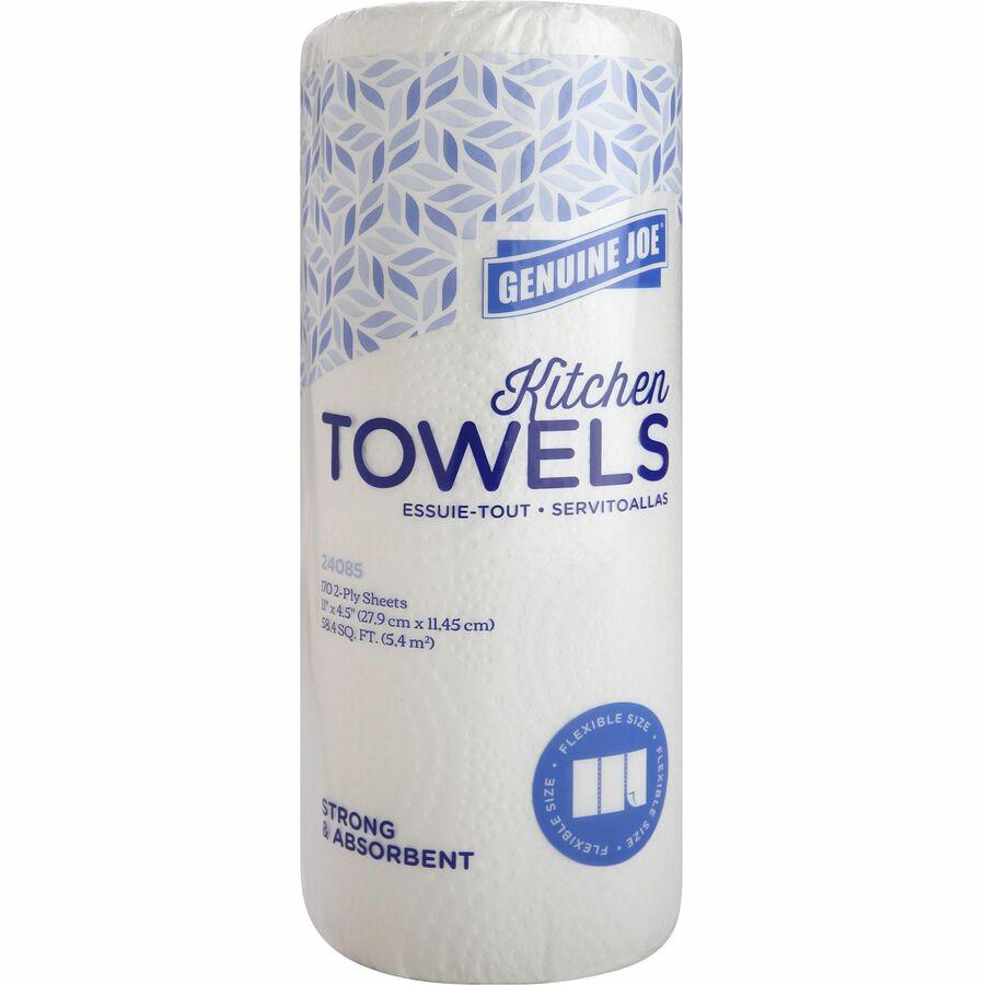 Genuine Joe Kitchen Roll Flexible Size Towels - 2 Ply - 1.63" Core - White - Paper - 30 / Carton. Picture 19