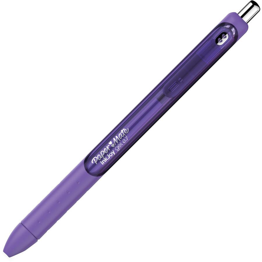 Paper Mate InkJoy Gel Pen - 0.7 mm Pen Point Size - Retractable - Purple - Purple Barrel - 1 Dozen. Picture 2