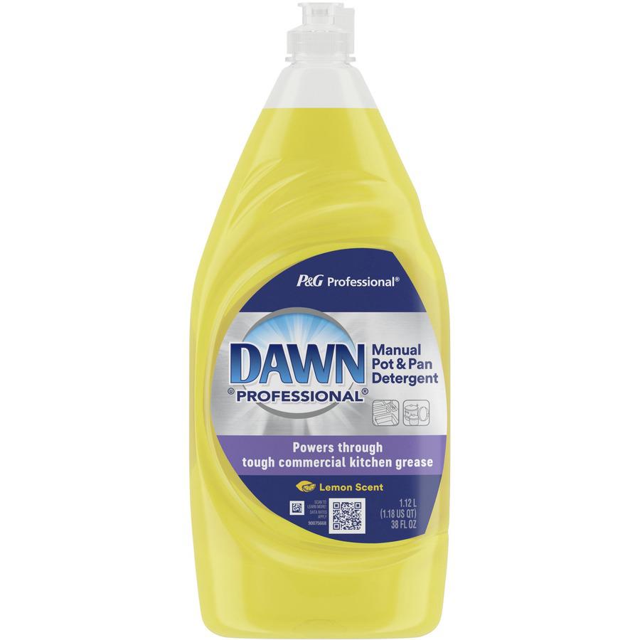 Dawn Manual Pot/Pan Detergent - Concentrate - 38 fl oz (1.2 quart) - Lemon Scent - 8 / Carton - Yellow. Picture 5
