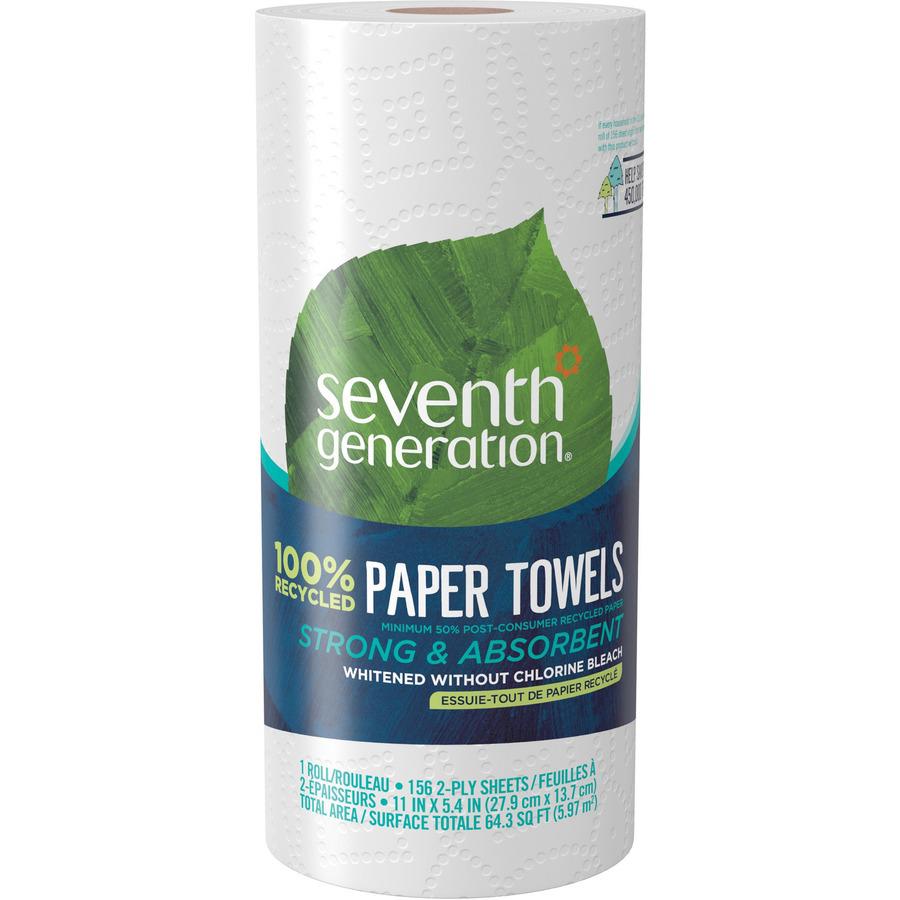Seventh Generation 100% Recycled Paper Towels - 2 Ply - 156 Sheets/Roll - White - 24 / Carton. Picture 11